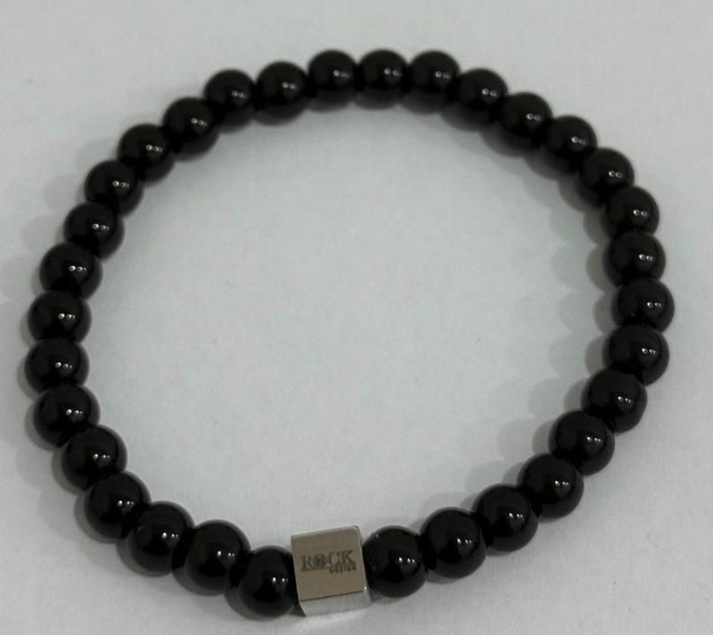 Pulsera Onix Brillo y fetiche acero - Rock Design
